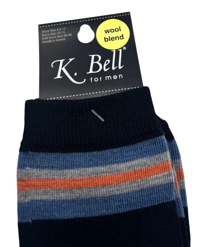 4双K. Bell男式羊毛混纺图案正装袜男式10-13 — 第 4/4 张图片