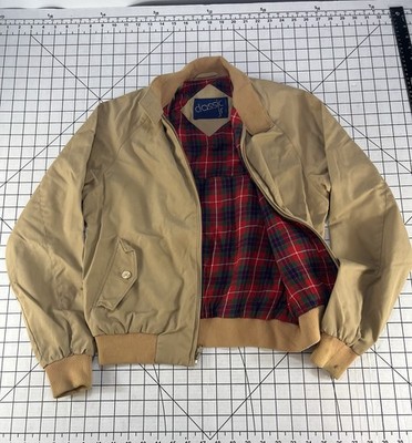 Vintage 80s 90s Plaid Lined Kids Youth Bomber Khaki Clicker Coat Jacket Boys