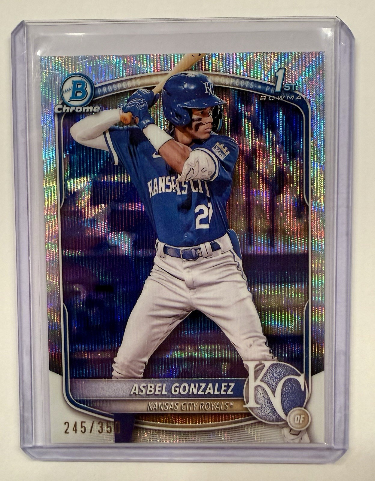 2025 Bowman Chrome 1st Asbel Gonzalez Silver Wave /350 KC Royals MLB