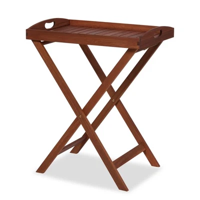 Beistelltisch Abstelltisch Klapptisch Holz extra Tablett wetterfest 20kg braun - Bild 1 von 4