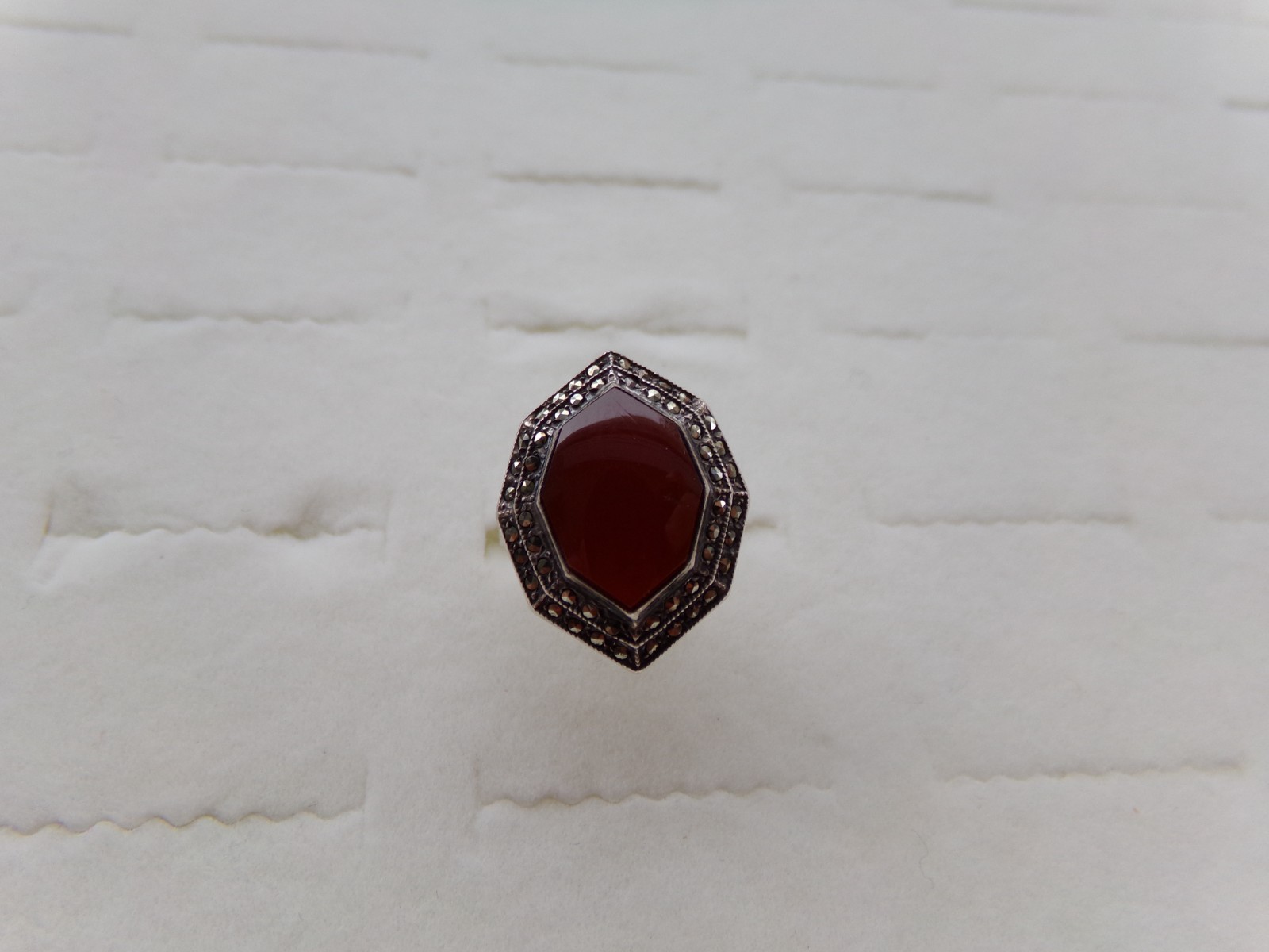 Red Brown Stone Solid Sterling Silver 925 Ring Si… - image 1