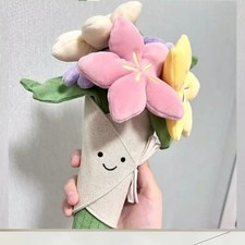 Bouquet Jelly cat Flowers Toy kid Girl Birthday Wedding Gift Doll with tag  bag