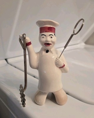 Vintage BENNY THE BAKER Ceramic Figurine with Utensils 5''