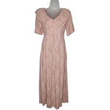 Vintage 90s Carole Little Midi Dress 10 Pilgrim Sailor Collar Prairie Cottage