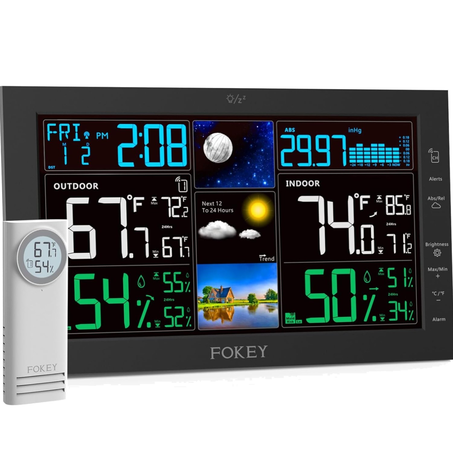 Wireless Indoor Outdoor Thermometer Home Atomic Clock Tempera...