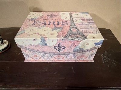 Paris France Eiffel Tower Decorative Storage Box Magnetic Closure 9.5 x7 