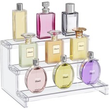 3 Tier Clear Display Riser Stand, Plastic Step Display Shelves, Tool-free Ass...