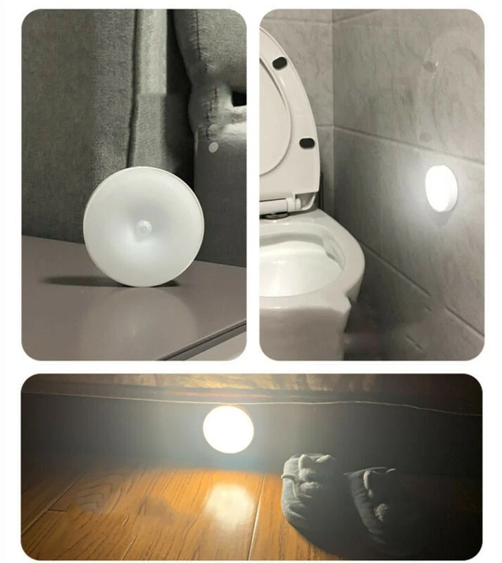10 PIEZAS Sensor de Movimiento Luz USB Inalámbrico PIR Batería Pared Gabinete Escalera Lámpara de Noche