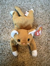 TY Beanie Baby NIP the Gold CAT White Paws 3-6-1996 NWT Bean Bag Style 4003 New