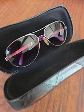 CHANEL Pilot Classic Aviator Sunglasses Silver Blue Purple Lens Authentic