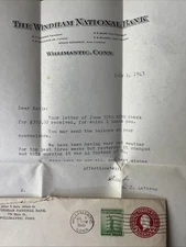 “UNUSUAL BANKER LETTER” Windham National Bank WILLIMANTIC CT “WEATHER 44 not 94”