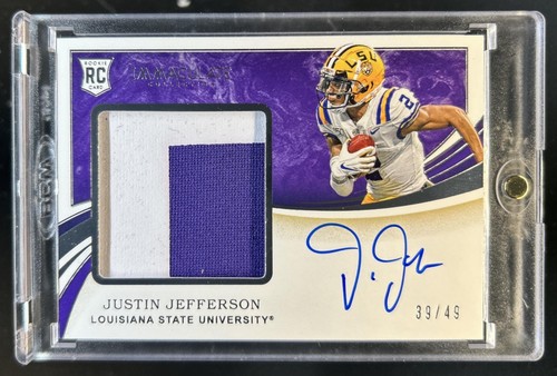 2020 Immaculate Collegiate Justin Jefferson Rookie Patch Auto RC Silver #/49