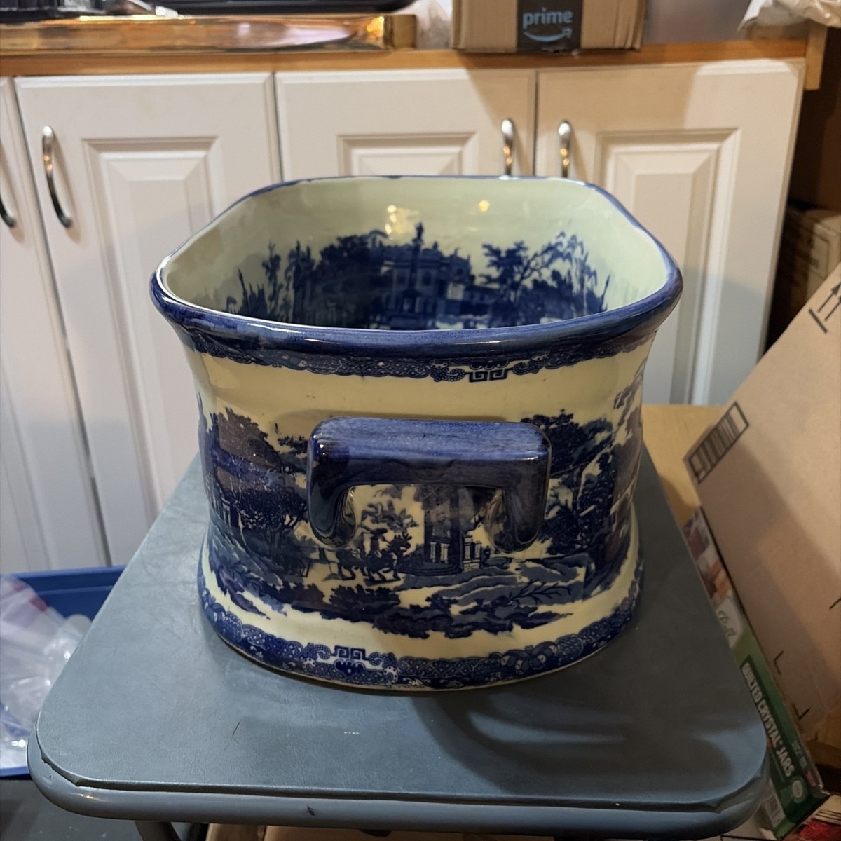 Vintage Large Ceramic Footbath - Cachepot - Planter Chinoiserie