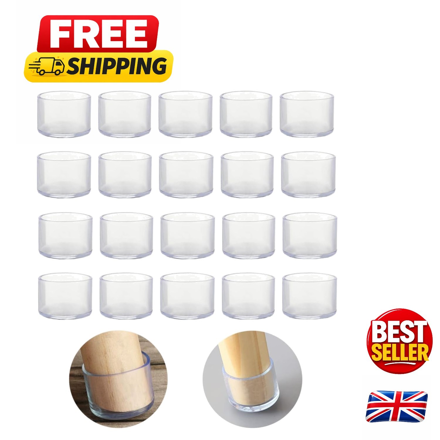 Stretchable Silicone Chair Leg Protectors - 20Pcs, Noise-Free & Scratches-Free