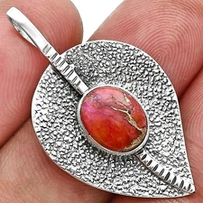 Kingman Orange Dahlia Turquoise 925 Sterling Silver Pendant Jewelry P-1218