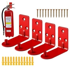 4PCS Metal Wall Mount 5-20 Ib Bearing Load Bracket Red Fire Extinguisher Holder