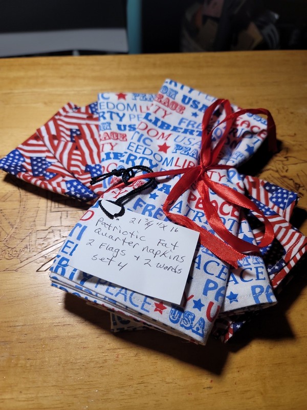 Napkins Set Of 4 Red, White And Blue Napkins
