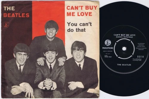 THE BEATLES Can't Buy Me Love Danish 45PS 1964 Parlophone Silver Logo