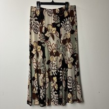 Vtg Midi Skirt Floral Slinky 90s Cottage Forest Fairy Grunge Woodsy Whimisgoth M