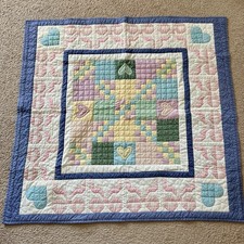 Handmade Colorful Patchwork Quilt with Heart Patterns Cottage OOAK