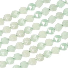Faceted Polygon Stone, 10 10 mm Natural Faceted Diamond Round Stone, Light Green