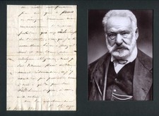 AUTHOR of Les Misérables & POET Victor Hugo autograph letter signed & mounted