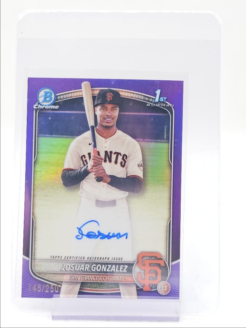 JOSUAR GONZALEZ 2025 BOWMAN CHROME 1ST AUTOGRAPH PURPLE AUTO /250 Q5819