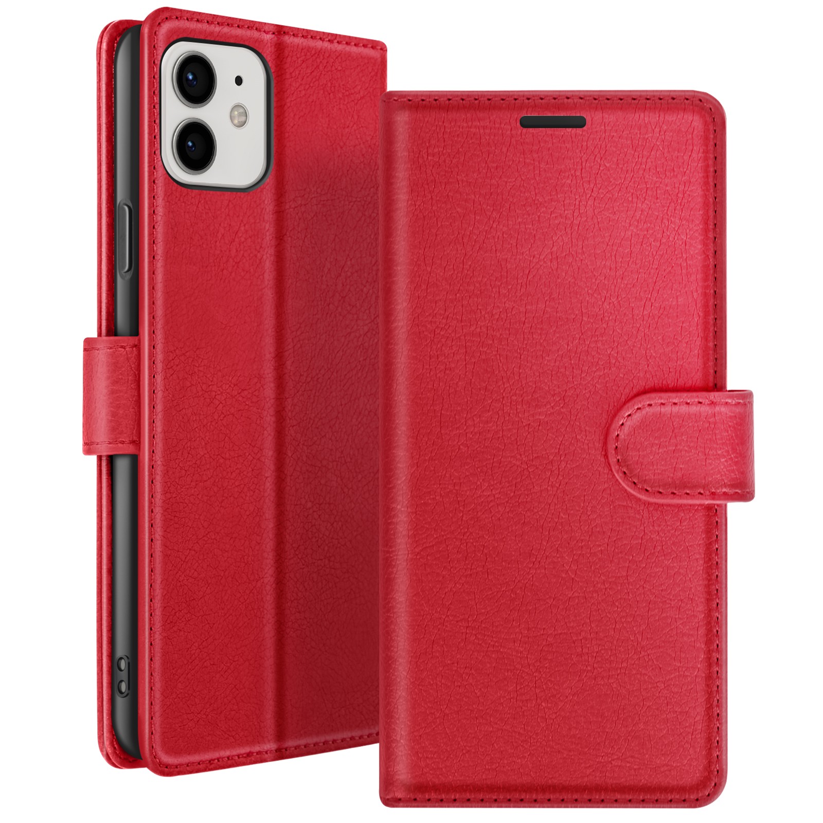 Étui iPhone 12 Pro avec fentes cartes et languette aimantée rouge Zanaé