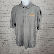 Whataburger Grey Striped Embroidered Logos Buttoned Short Sleeve Polo Shirt XL