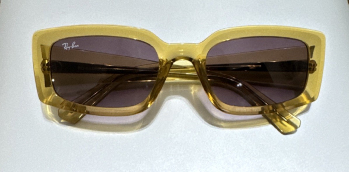 Ray-Ban Rectangular Sunglasses Yellow Frame Brown… - image 1