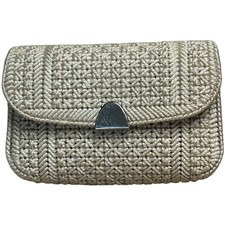 Vintage Cream Small Crochet Clutch Purse 8 W x 5 H x 1.75"D Vacation Summer