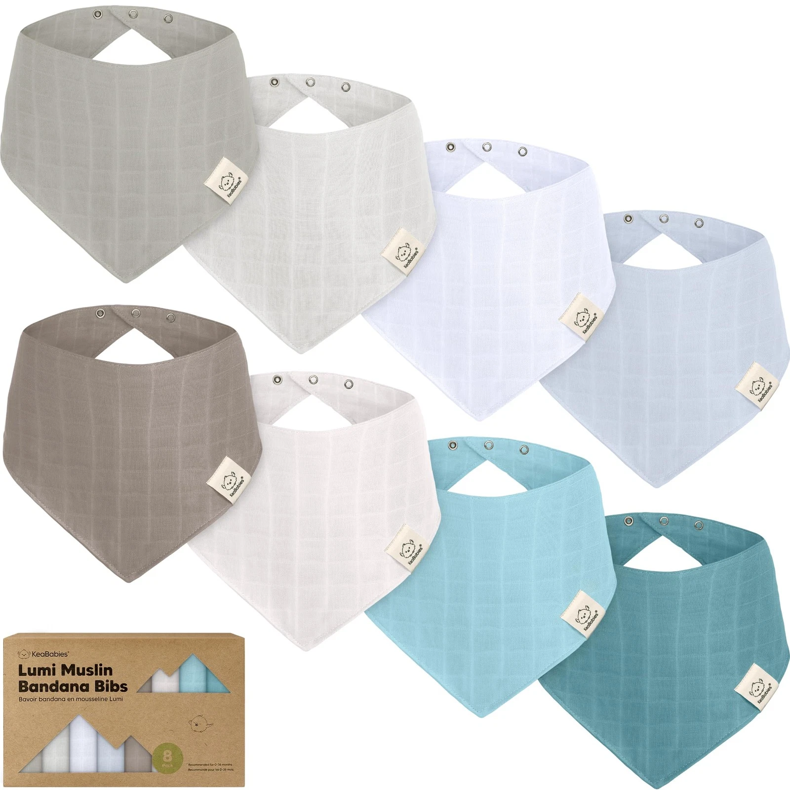 KeaBabies 8-Pack Muslin Baby Bibs for Boys, Girls - Muslin Bandana Drool Bibs fo
Opens in a new wind
