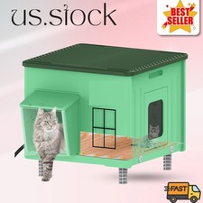 Heated  Insulated Cat House 17.7" : Waterproof Winter Shelter for Feral Cats