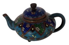 Antique Japanese Cloisonn&eacute; Enamel Mini Teapot Butterflies Ginbari Meiji Period