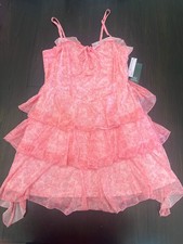 Wild Fable Women  s Floral Ruffle Tiered Mini Dress Pink