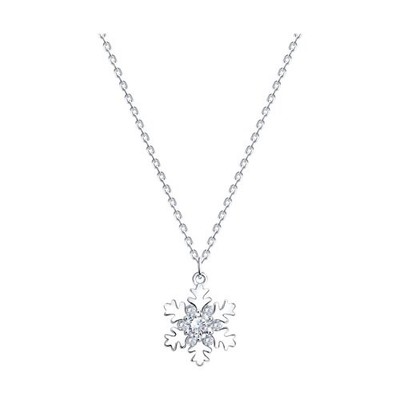 Necklace chain with pendant charm silver 925 zircon real jewelry 38/43 cm