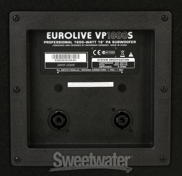 Subwoofer pasivo Behringer VP1800S 1600 W 18 pulgadas Foto 2 de 4