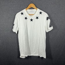 Givenchy Shirt Mens L White Star Embroidered Cuban Fit Designer Tee Summer
