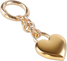 Cute Gold Heart Padlock Keychain for Women Bag Handbag Purse Charm