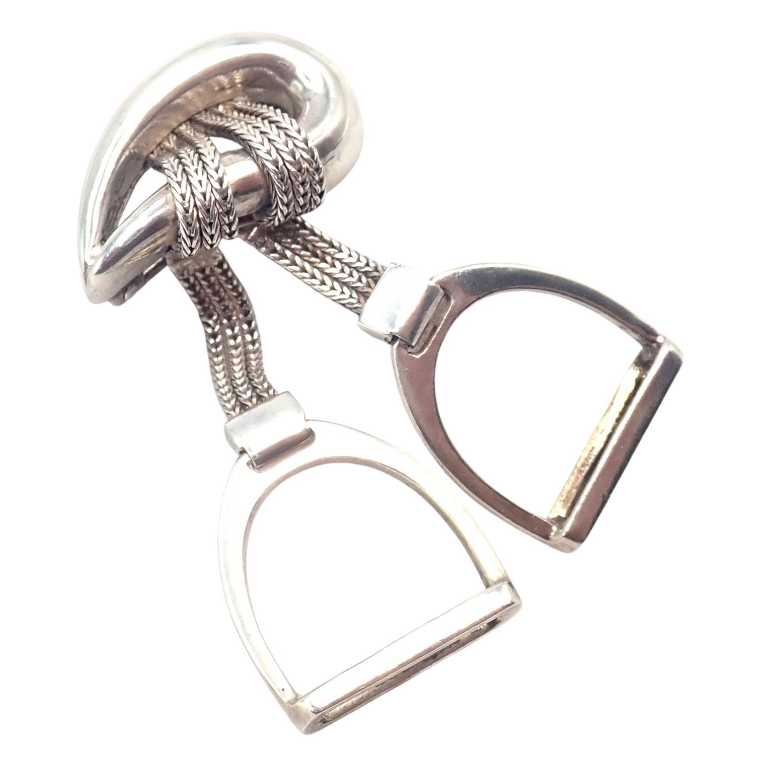 Authentic! Hermes Sterling Silver Double Stirrup … - image 1