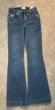 Good American Flared Jeans Blue Denim Button Zip 5-Pocket Medium Wash Women