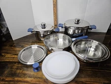 HUGE AIRCORE WALKAWAY STAINLESS STEEL THERMO DYNAMIC COOKWARE SET LOTS OF EXTRAS