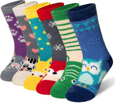 Kids Fuzzy Socks Non Slip Soft Fluffy Slipper Grips Socks Warm Plush Cozy Cabin