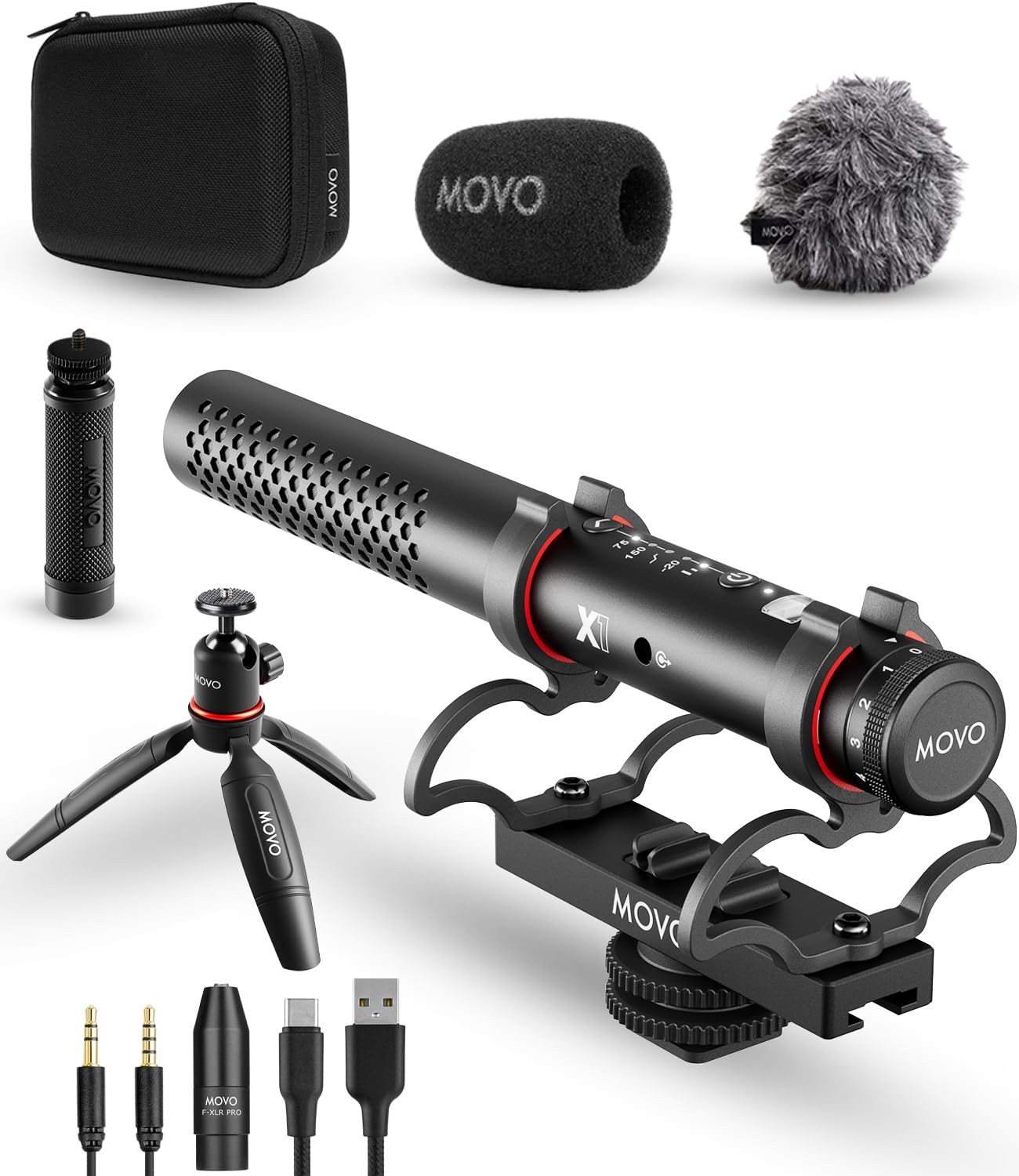 Microphone supercardioïde X1 anti-bruit pour appareil photo reflex et interview
