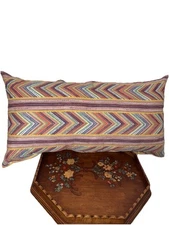 John Robshaw Textiles Girivar Bolster  Pillow  NWT  17x32” Cotton Linen $289