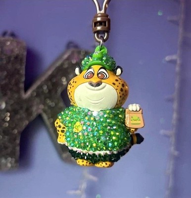 Leopard from zootopia bedazzled Keychain Charm w/ Carabiner Clip