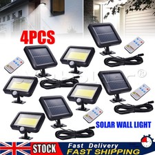 4x Solar Power LED Motion Sensor Wall Light Security Outdoor Garden Garage Flood
