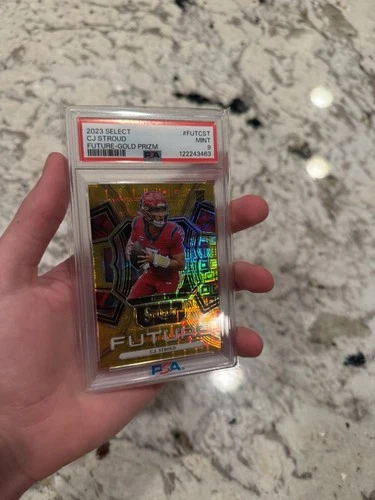 2023 Panini Select C.J. Stroud Future Gold Prizm Gold Bookend 10/10 PSA 9 (RC)