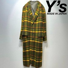 Y's Yohji Yamamoto Wool tartan check long chester coat
