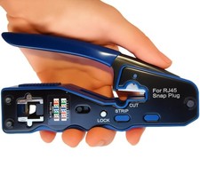 8P Rj45 Crimp Tool Pass Through Ethernet Crimper For Cat5e Cat6 Cat6a Blue